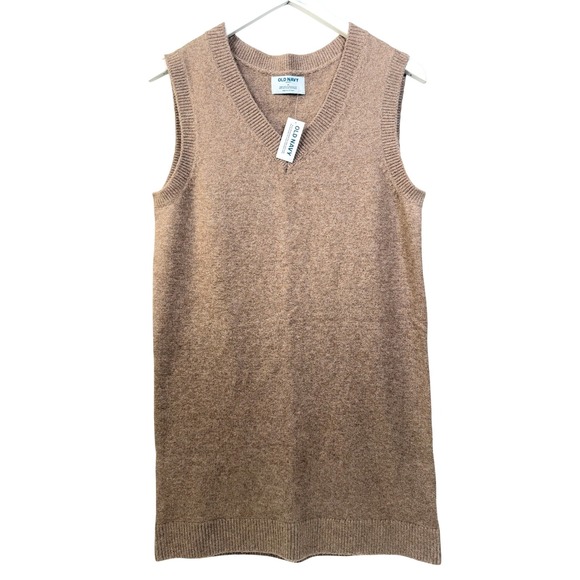 Old Navy Sweaters - Old Navy SoSoft Sweater Mini Dress NWT Sleeveless V-Neck Marled Brown M